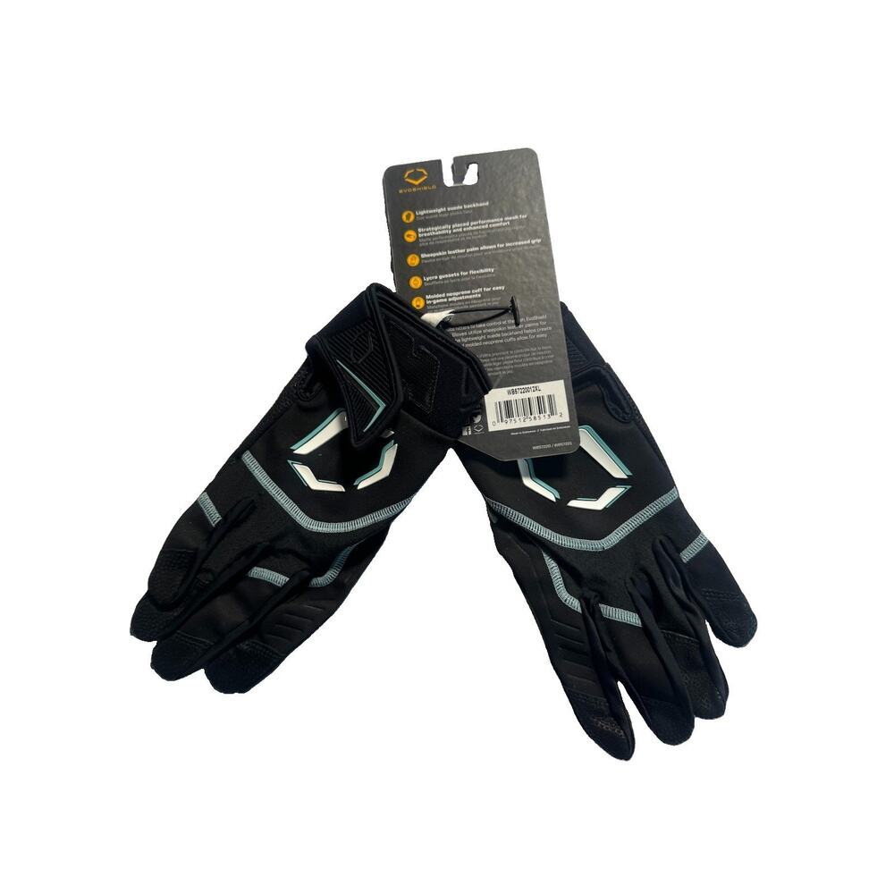 EvoShield Khaos Batting Gloves Adult XXL Black Baseball Softball NWT - Picture 4 of 5